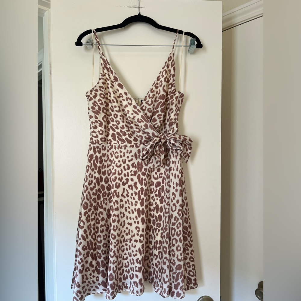 Express Brown and Cream Animal Print Midi Dress